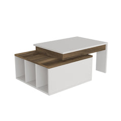 Table basse Kasbiel L90xP60cm Bois et Blanc