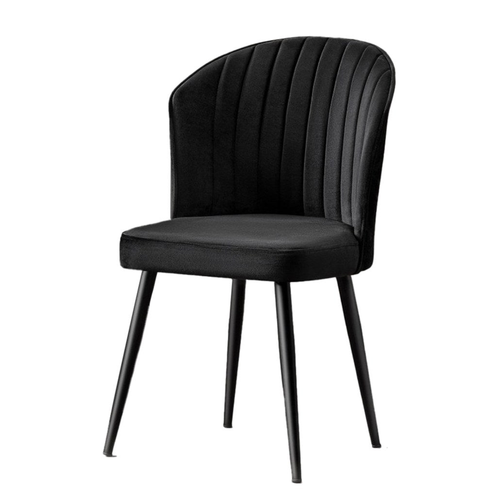 Lot de 4 chaises Iria Velours et Métal Noir