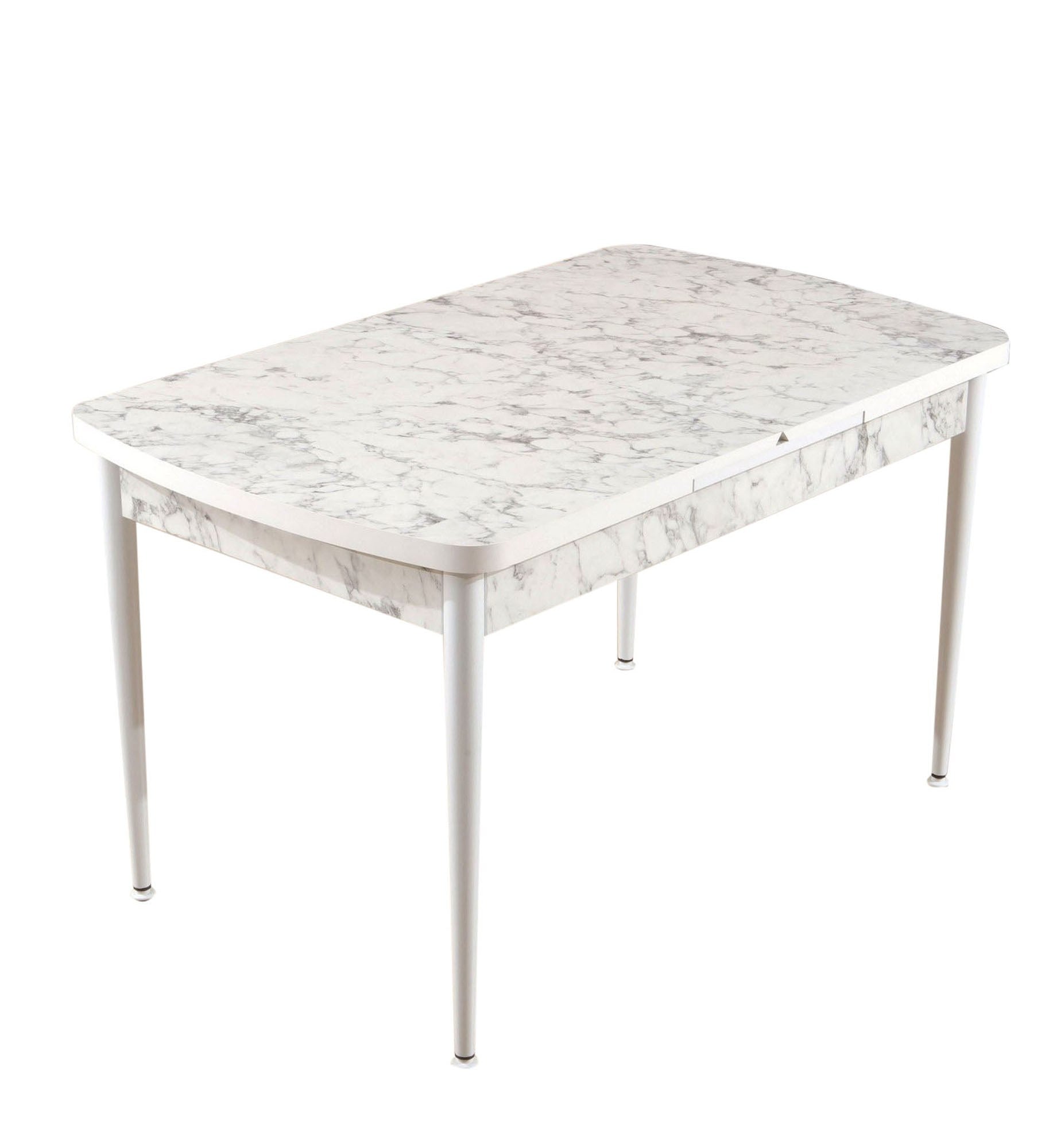 Table extensible Carrara Bois Effet marbre et Métal Gris clair