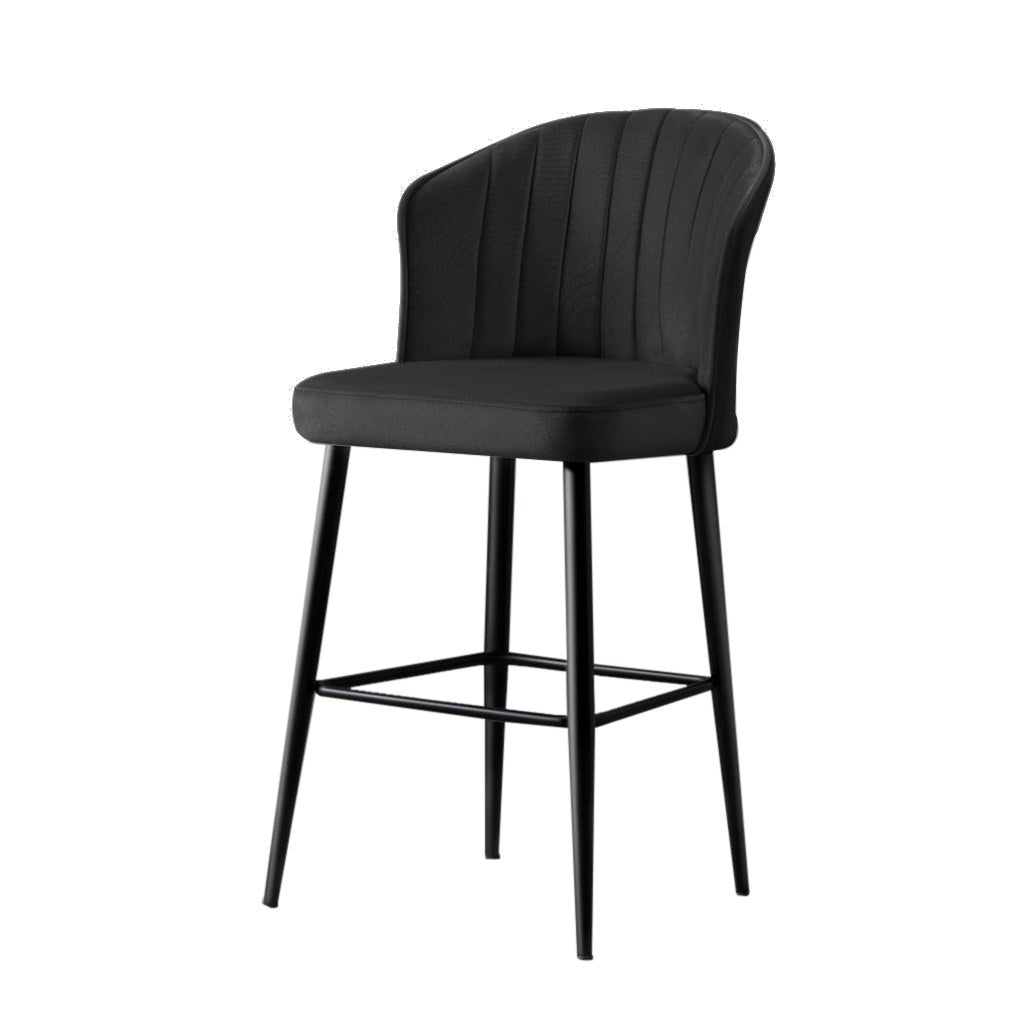 Lot de 2 chaises de bar Iria Velours et Métal Noir