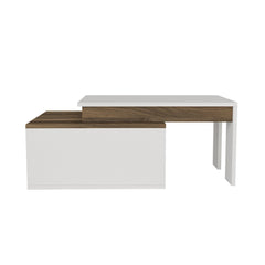 Table basse Kasbiel L90xP60cm Bois et Blanc