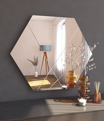 Miroir décoratif losange Dovine 70x60cm Bois Blanc