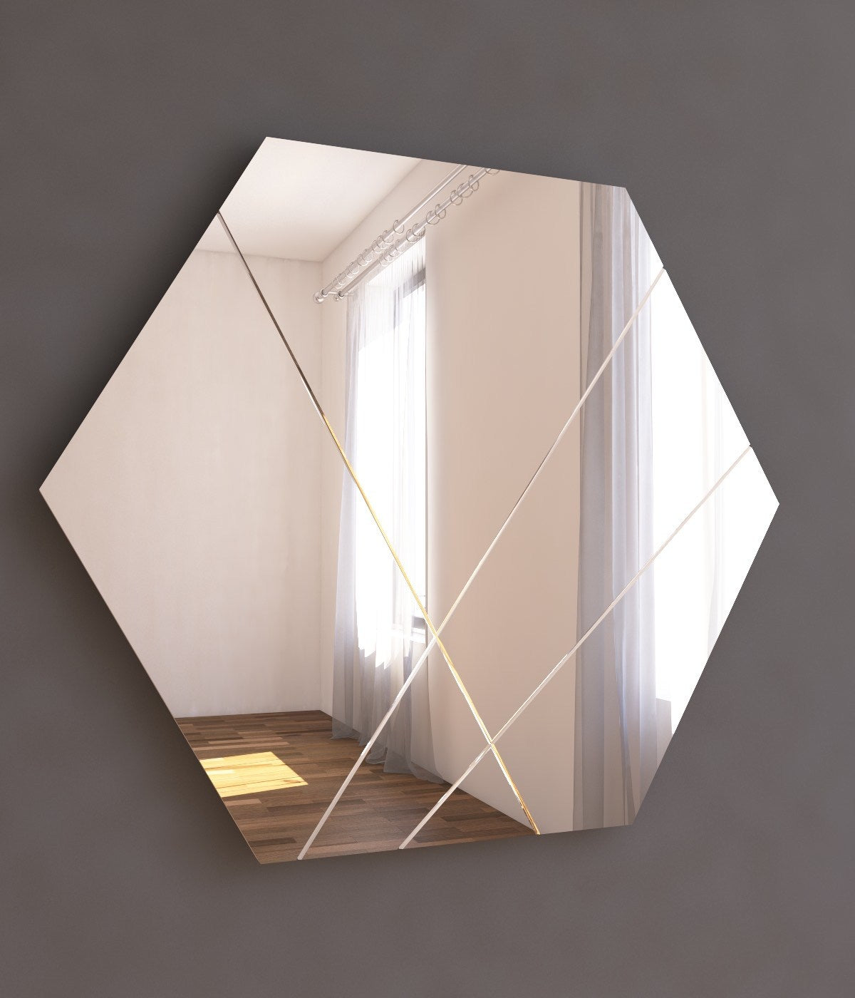 Miroir décoratif losange Dovine 70x60cm Bois Blanc