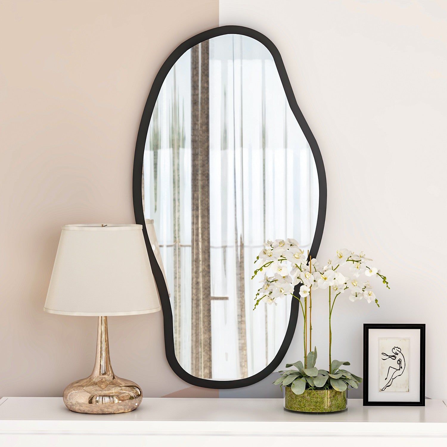 Miroir décoratif Ganit L48xH85cm Bois Noir