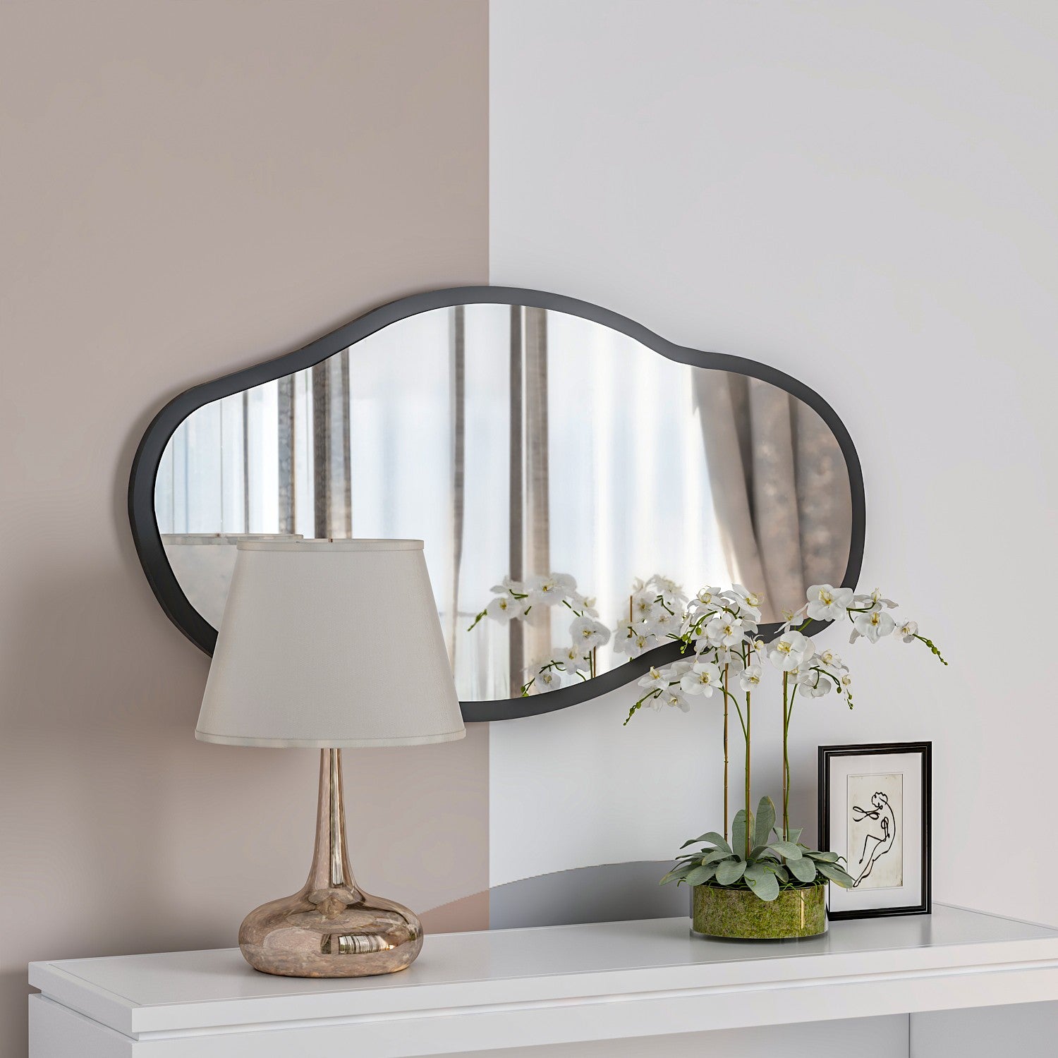 Miroir décoratif Ganit L48xH85cm Bois Noir