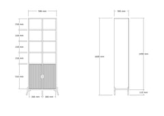 Bibliothèque 2 portes et 8 compartiment Naoki L58,6xH160cm Chêne et Anthracite