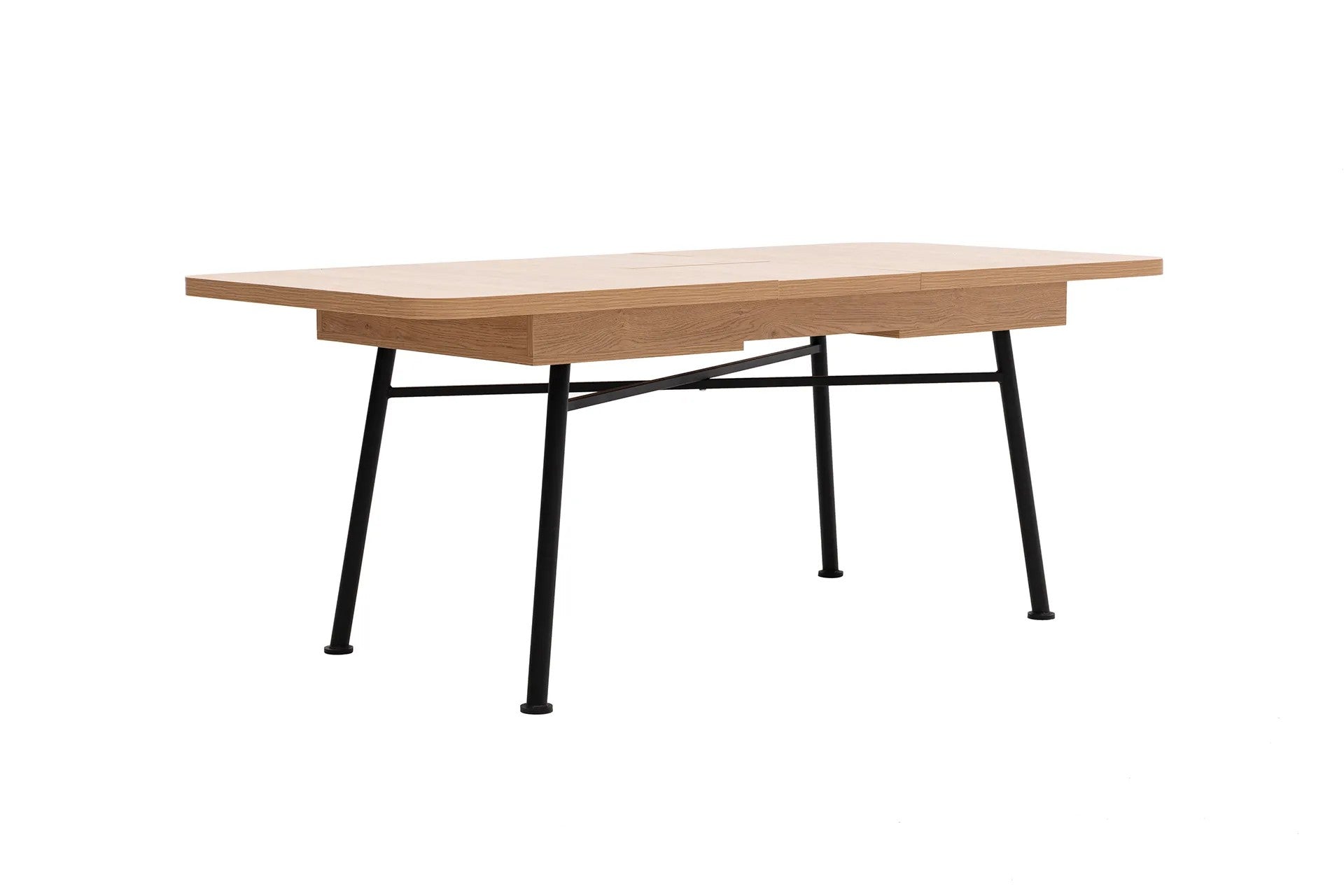 Table à manger extensible Ros Bois naturel et Métal Noir