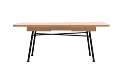 Table à manger extensible Ros Bois naturel et Métal Noir