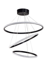 Suspension 3 anneaux LED Jaune Halzar D50cm Métal Noir