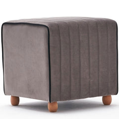 Pouf Eames 40x40cm Velours Gris bordure Noir