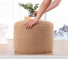 Pouf Naxe D53cm Tissu bouclette Café