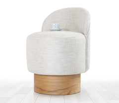 Pouf design Sada Bois clair et Tissu Gris clair