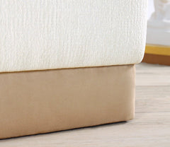 Pouf carré Martano Tissu Blanc crème et Beige