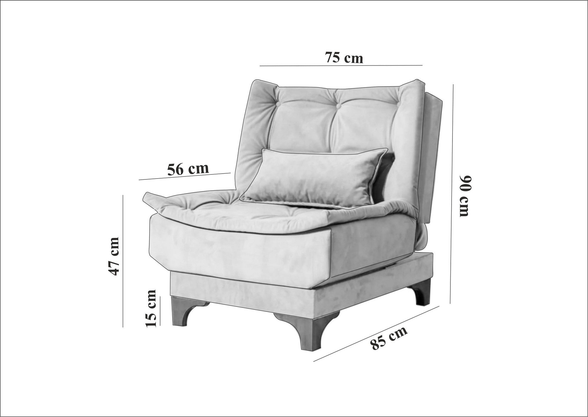 Chaise / Fauteuil convertible Lefkada Tissu Blanc crème et Bleu