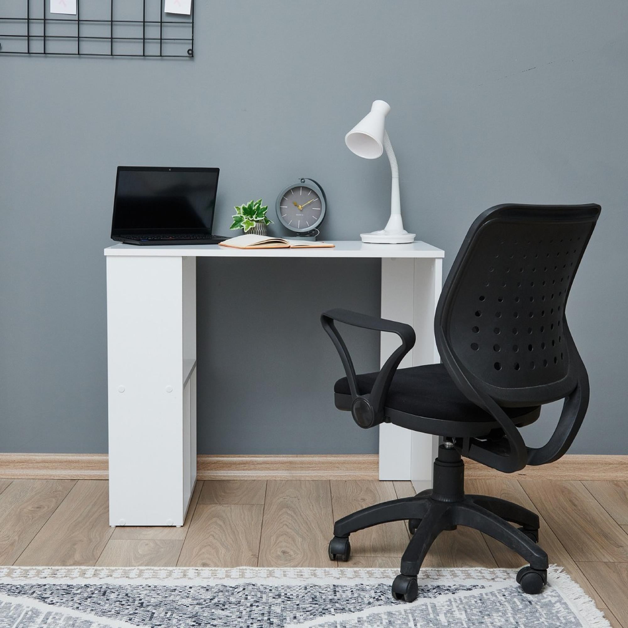 Bureau compact à étagères L50cm Avolado Blanc