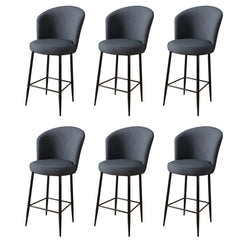 Lot de 6 chaises de bar Floranso Velours Anthracite et Métal Noir