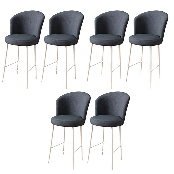 Lot de 6 chaises de bar Floranso Velours Anthracite et Métal Blanc