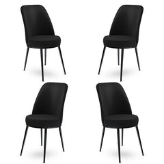 Lot de 4 chaises Olgino Velours et Métal Noir