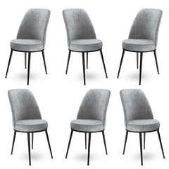 Lot de 6 chaises Olgino Velours Gris et Métal Noir