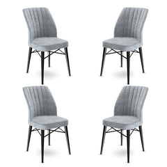 Lot de 4 chaises Miur Velours Gris et Métal Noir