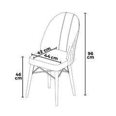 Lot de 6 chaises Veriso Velours Cappuccino et Métal Blanc