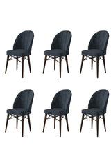 Lot de 6 chaises Veriso Velours Anthracite et Métal Marron