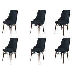 Lot de 6 chaises Komio Velours Anthracite et Métal Marron