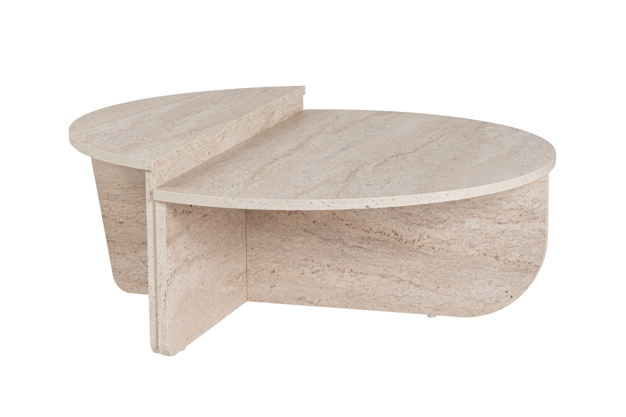 Table basse design Restine L90cm Bois Effet travertin Beige