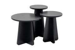 Lot de 3 tables basses gigognes moderne Velino Bois Noir