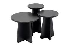 Lot de 3 tables basses gigognes moderne Velino Bois Noir