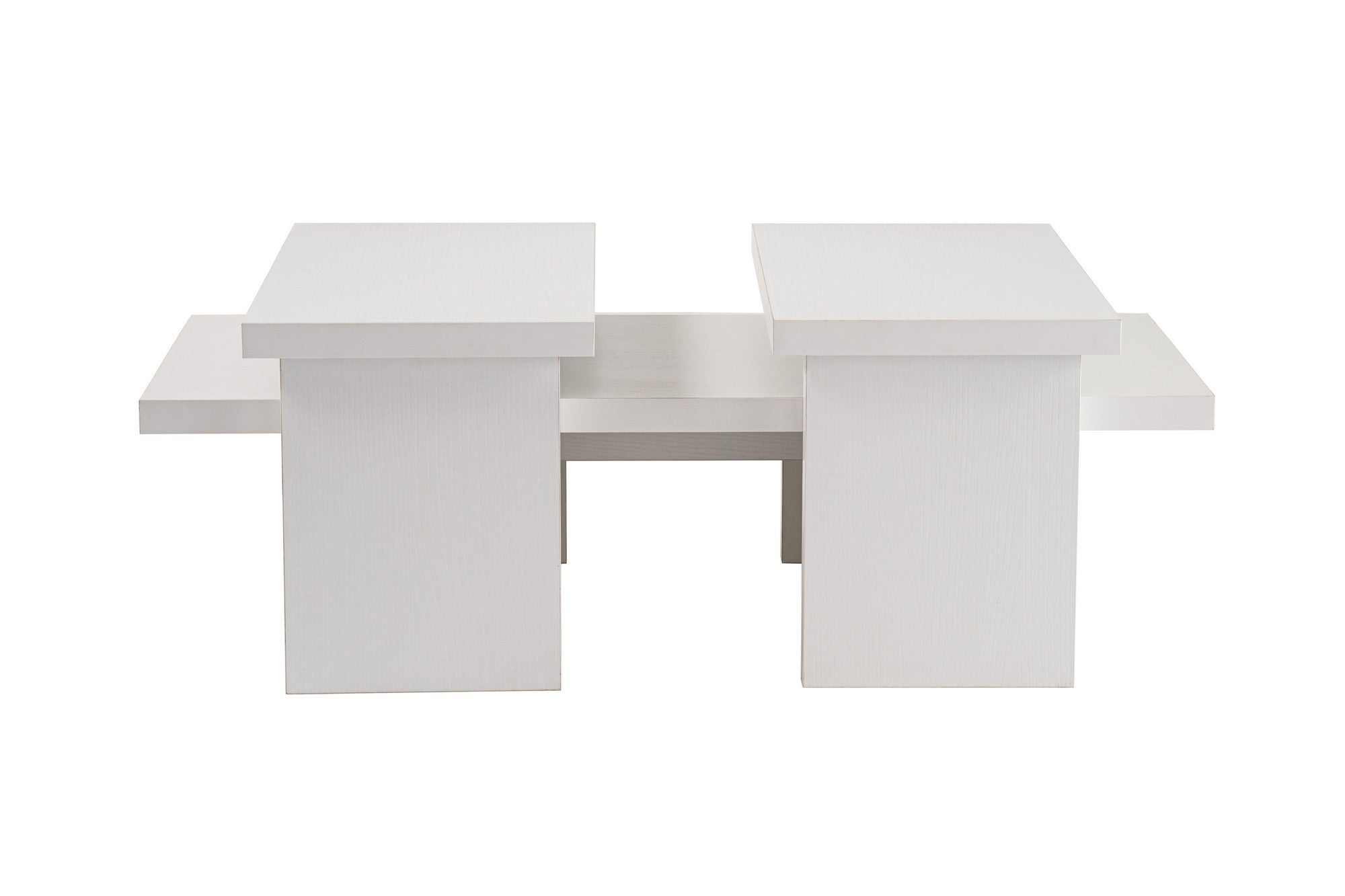 Ensemble table basse et 2 bouts de canapés gigognes Bernin Bois Blanc