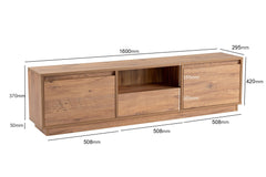 Meuble tv moderne 3 portes basculantes Diazon L160cm Bois clair