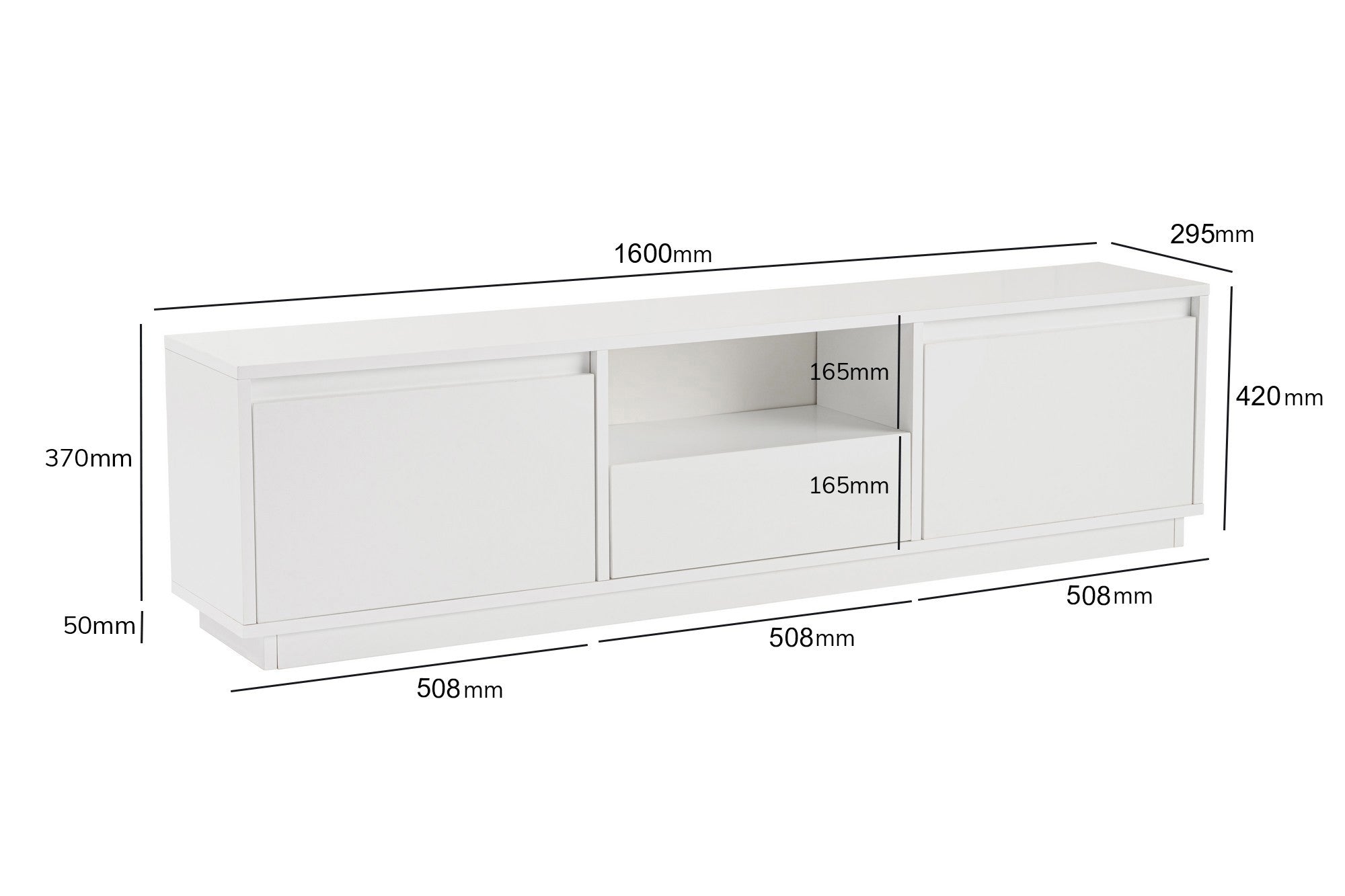 Meuble tv moderne 3 portes basculantes Diazon L160cm Blanc