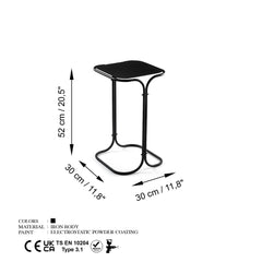 Table basse Hazan 30x30cm Métal Noir