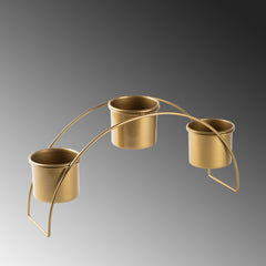 Support 3 pots en arc Isha 40x10cm Métal Or