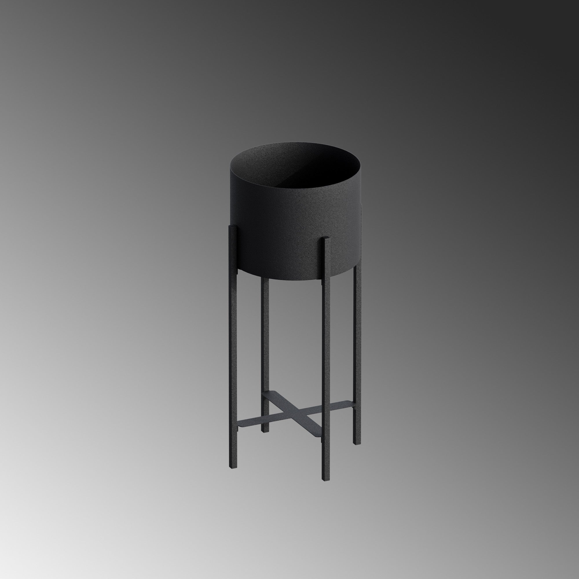 Cache-pot / Bougeoir Design avec support Belin Métal Noir