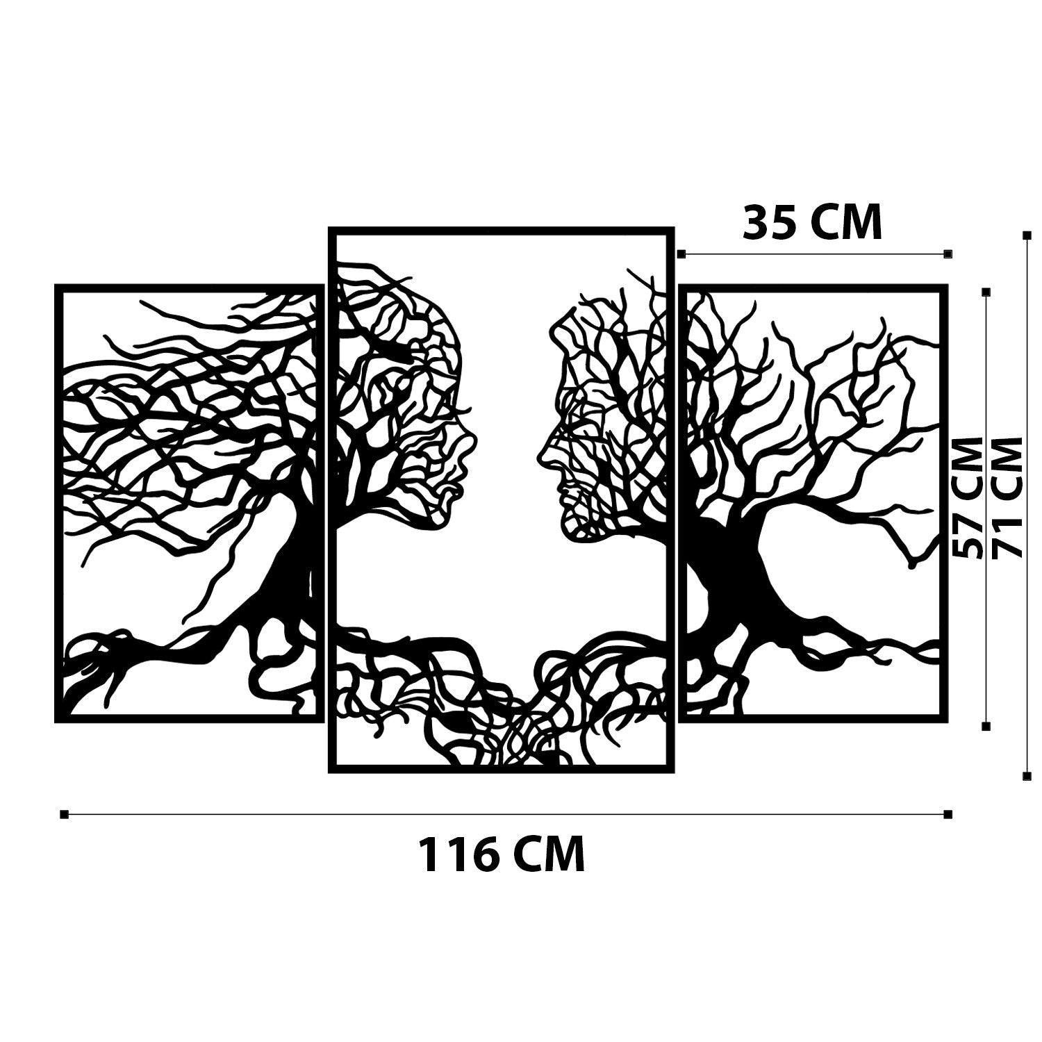 Set de 3 cadres décoratifs triptyques Voti L116xH71cm Métal Noir