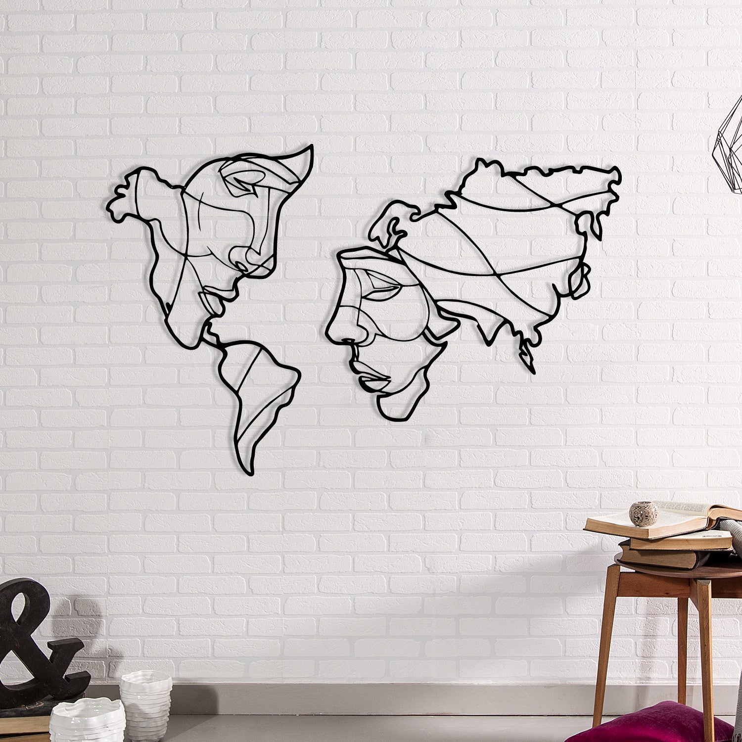 Décoration murale mappemonde design Vizus L100xH64cm Métal Noir