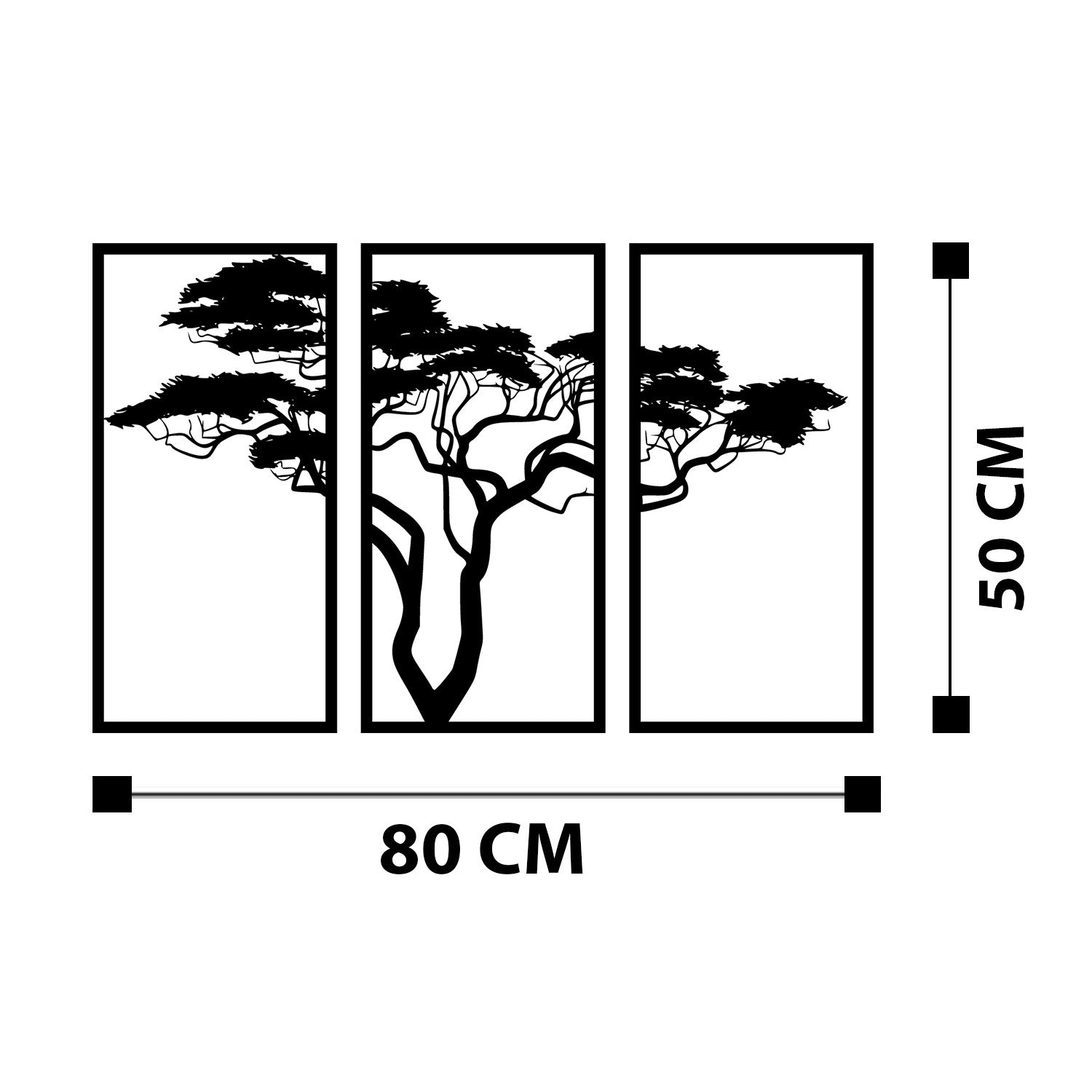 Set de 3 cadres décoratifs triptyques Kasdino L80xH50cm Métal Noir