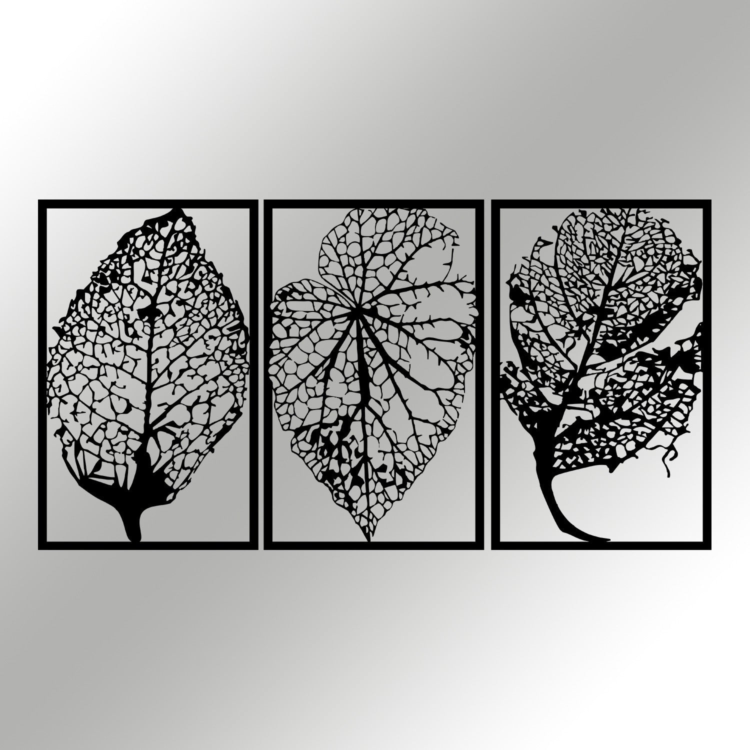 Set de 3 cadre murales décoratives feuilles d'automne Moemy L38xH60cm Métal Noir