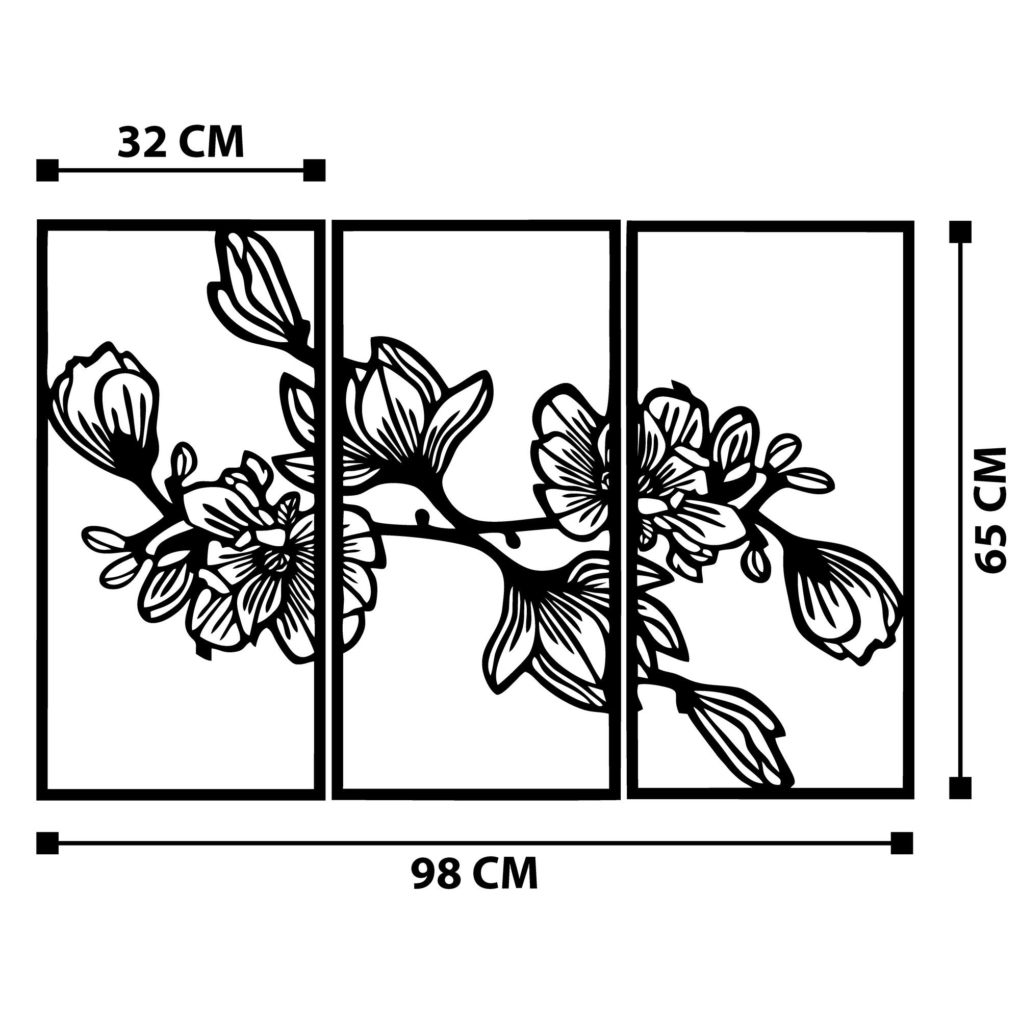 Set de 3 cadres décoratif triptyque Pira L32xH65cm Métal Noir