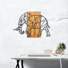 Décoration murale Chiara L82xH58cm Éléphants Métal Noir et Bois foncé