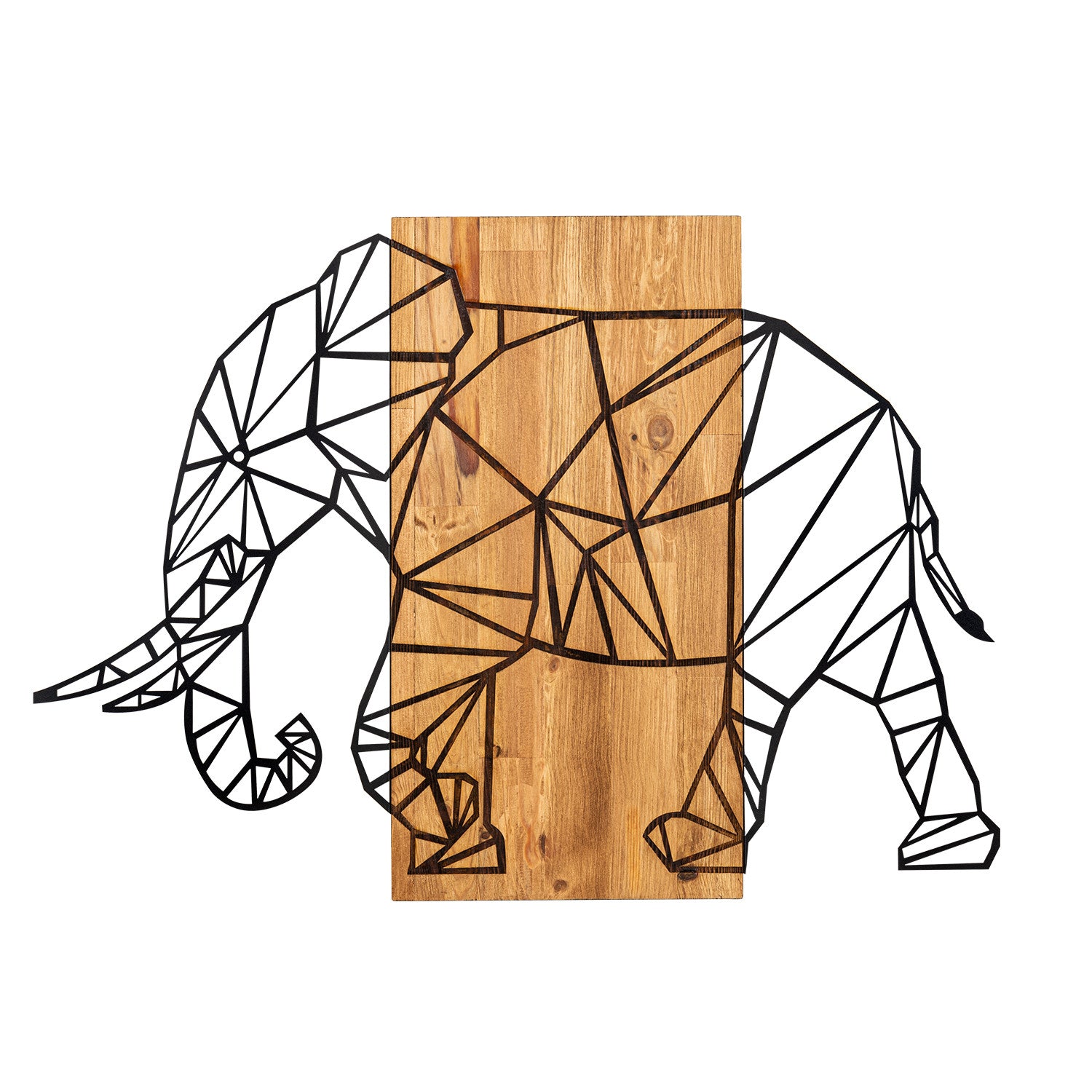 Décoration murale Chiara L82xH58cm Éléphants Métal Noir et Bois foncé