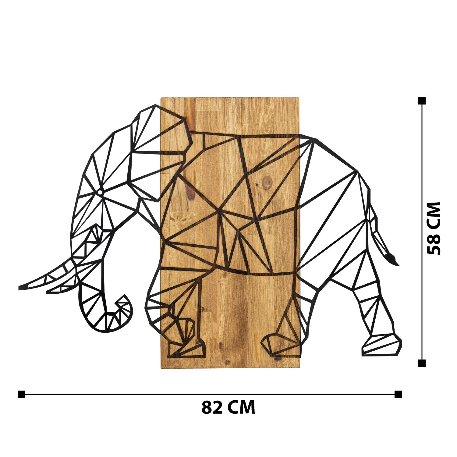 Décoration murale Chiara L82xH58cm Éléphants Métal Noir et Bois foncé