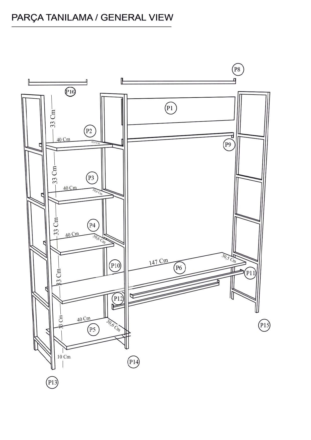 Meuble d'entrée style industriel Antulo L145cm Bois foncé et Métal Noir