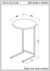 Table d'appoint ronde style contemporain Azaro D38cm Bois Effet marbre Taupe et Métal Noir