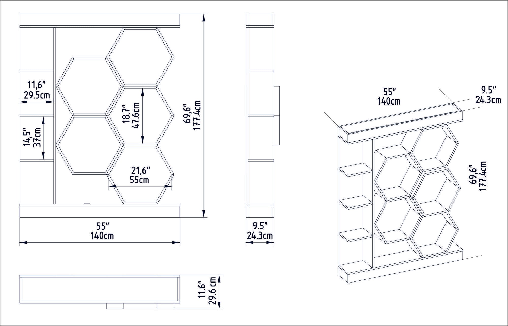 Étagère bibliothèque design Ebisu L140cm Blanc