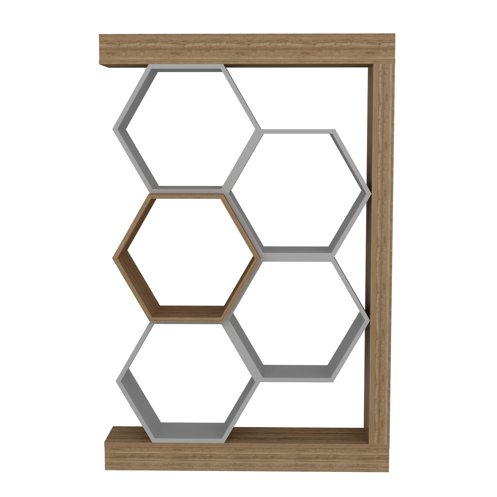 Étagère bibliothèque style nid d'abeille Abula L90cm Bois clair et Blanc