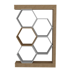 Étagère bibliothèque style nid d'abeille Abula L90cm Bois clair et Blanc