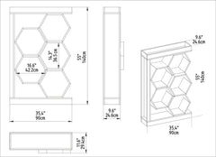 Étagère bibliothèque style nid d'abeille Abula L90cm Bois clair et Blanc